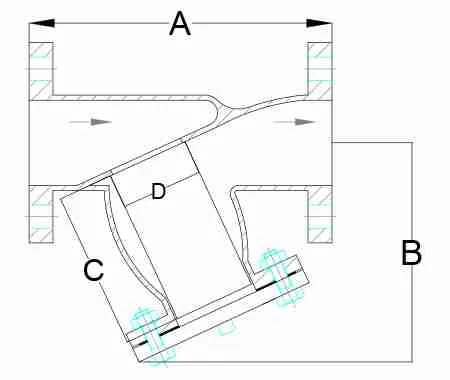 Y-Strainer Engineering Diagram Blueprint