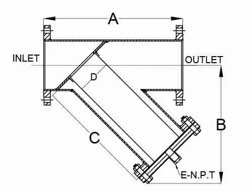 Y-Strainer Engineering Diagram Blueprint