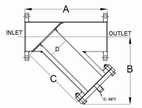 Y-Strainer Engineering Diagram Blueprint
