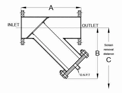 Y-Strainer Engineering Diagram Blueprint
