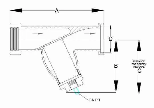 Y-Strainer Engineering Diagram Blueprint
